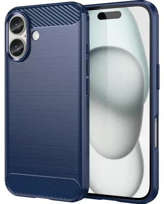 Produktbild von Mobigear Brushed Slim Schutzhülle für iPhone 16 Plus, flexible TPU-Hülle, blau