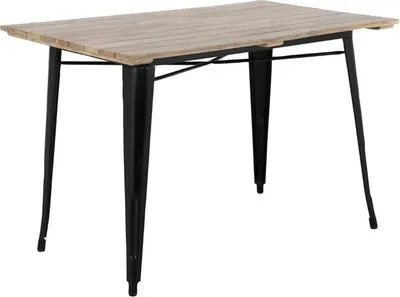 Produktbild von Bolero Bistro Esstisch Mangoholz-Lattenplatte Schwarz 1200mm