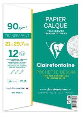 Immagine prodotto di Clairefontaine 97853C Carta trasparente Clairefontaine, 90/95 g/m², DIN A4
