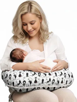 Image de Petit coussin croissant pour l'allaitement - Chats