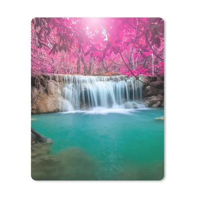 Produktbild von MuchoWow® Mauspad Mousepad Wasserfall - Baum - Rosa - Natur 19x23 cm - Mousepads - Maus Mat - Pad - Mausunterlage - Mauspads - Spielen