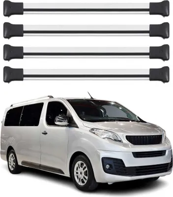 Image de Barres de Toit transversales pour Peugeot Expert / Traveller 2016-2025 Argent 4x