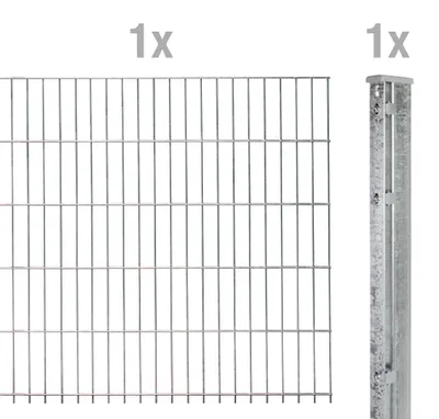 Immagine prodotto di Alberts 645359 Staccionata doppia come set completo di recinzione, zincata a caldo, altezza 83 cm, lunghezza 2,5 m