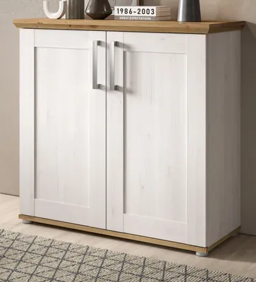 Produktbild von Kommode "Mirano" in weiß Lärche und Eiche Artisan Landhaus Sideboard 95 cm
