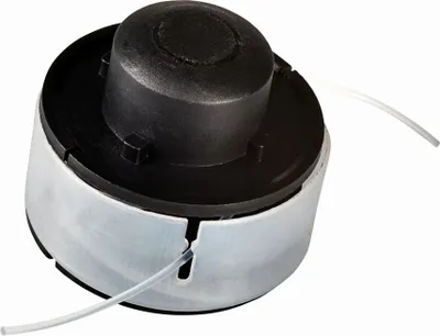 A close-up studio shot of a string trimmer head.