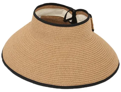 Produktbild von Sonnenhut mit breiter Krempe, Strohhut, Strandhut, Zopfhut für Damen, faltbar