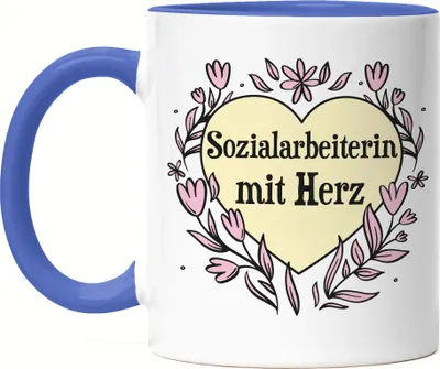 Produktbild von Sozialarbeiterin mit Herz Tasse Blau Geschenkidee Zum Danke Sagen Beste Sozialarbeiterin
