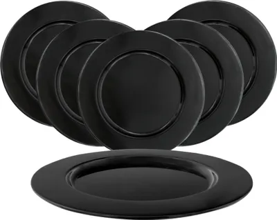 Immagine prodotto di 1.06 Piatto decorativo in alluminio Ø 33 cm circa - Set di 6 - Piatto per candele in alluminio nero (6 pezzi)