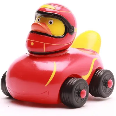 Produktbild von Badeente Ducks on Wheels rot Vinyl 6,5 cm