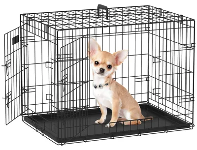 Produktbild von Faltbare Hundebox, Hundetransportbox mit 2 Tš¹ren, herausnehmbarer Schale und Griff, 75 x 48,5 x 53 cm, Schwarz