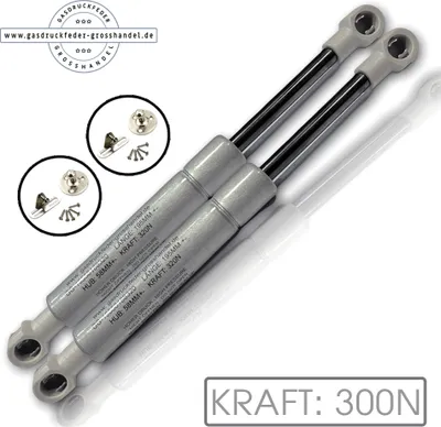 Produktbild von 2x Gasdruckfeder Ersatz LIFT-O-MAT 300N mit Beschlag Gasdruckdämpfer Kesseböhmer Liftomat