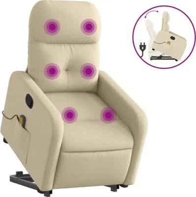 Produktbild von vidaXL Massagesessel mit Aufstehhilfe Creme Stoff