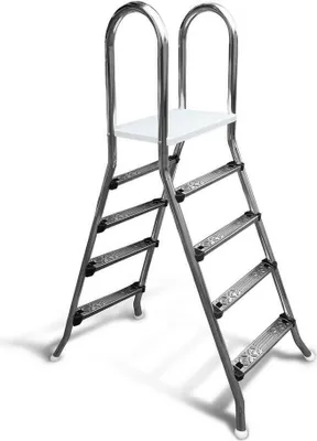 Produktbild von Poolleiter Classic 120/120 cm I 2 x 4-stufig I V2A Edelstahl Leiter Treppe