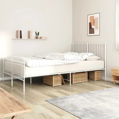 Produktbild von Bettgestell mit Kopf- und Fußteil Metall Weiß 160x200 cm , Klassische Betten Design 2024