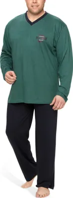 Produktbild von Moonline - Schlafanzug Herren lang übergroß aus Baumwolle ; petrol , 3XL