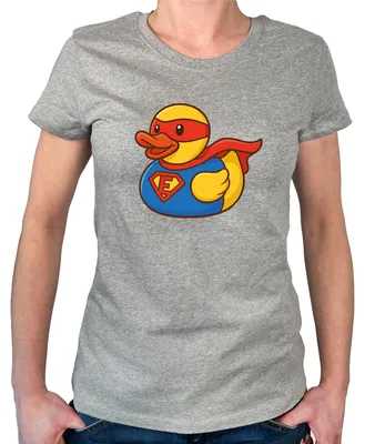 Produktbild von Huuraa Damen T-Shirt Quietscheente Superheld Gummiente Hero M Sport Grey Bio Baumwolle Fairtrade Damenshirt Geschenkidee