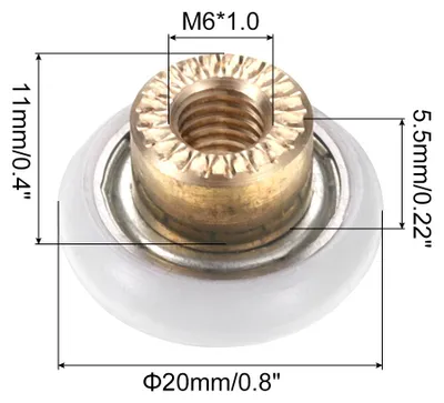 Produktbild von 20mm Schubladenrollen, 4er Set Nylon-Positionierungspulley Kleine Schubladenrolle Ersatzrad mit Federring und Schraubenbolzen fš¹r Aktenschrank-Schienen, Wei?
