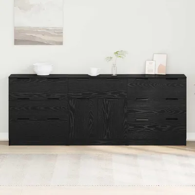 Obrázok produktu pre vidaXL Komoda, 3 kusy, čierna, vzhľad dubu, 181 x 30 x 70 cm