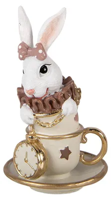 Zdjęcie produktu dla Clayre & Eef Figurka dekoracyjna Królik 8x8x14 cm Biały Plastik