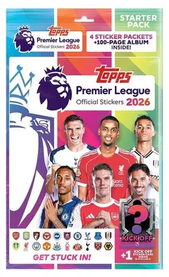 Image de Topps Premier League 2025/26 – Pack de démarrage d'autocollants (Album + 4 Paquets)