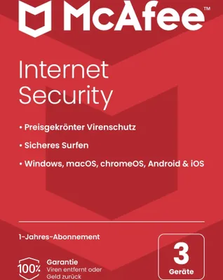 Produktbild von McAfee Internet Security / 3-Geräte / 1-Jahr / BOX