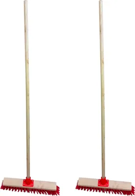 Produktbild von 2er Set Straßenbesen Besen 60 cm mit 120 cm Holzstiel Gartenbesen Holzbesen Kehrbesen Holz Industriebesen