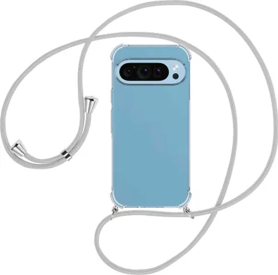 Produktbild von Handykette Backcover-Schutzhülle mit Band (Metall silberfarben) für Google Pixel 9 - silbergrau