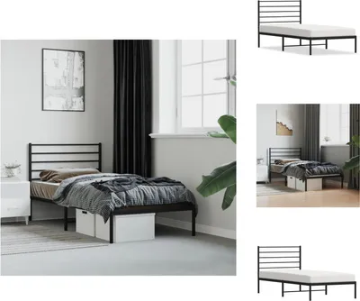 Produktbild von vidaXL Bettgestell mit Kopfteil Metall Schwarz 75x190 cm -  Betten & Bettgestelle