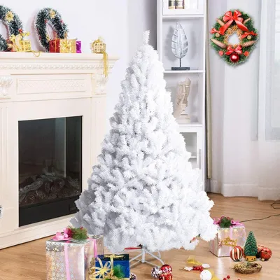Produktbild von Künstlicher Weihnachtsbaum Weiß 180cm,  Tannenbaum Christbaum PVC Nadeln Kunstbaum Dekobaum mit Metallständer