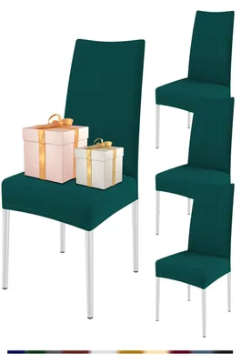 Stuhlbezüge für Esszimmerstühle, elastisch, grün, 4er Set