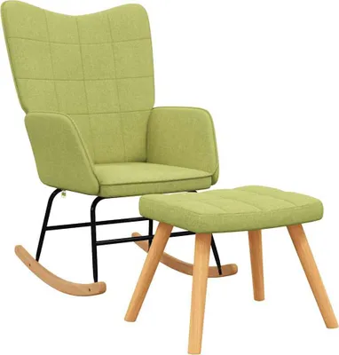Produktbild von vidaXL Schaukelstuhl mit Hocker Stoff Grün