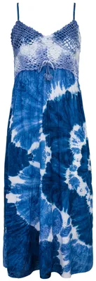 Produktbild von Boho Minikleid, Sommerkleid, Krinkelkleid - Blau/batik, Damen, Viskose, Kleider