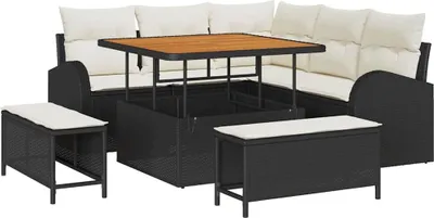 Immagine prodotto di vidaXL Set di divani da giardino con cuscini 8 pezzi in polirattan nero