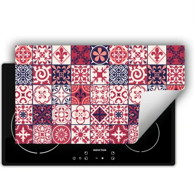 Image de DarHaus Plaque de recouvrement pour cuisinière 90x52 cm Tapis antidérapant Enroulable, rouge - Mosaïque