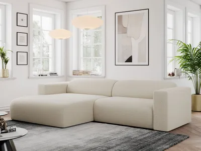 Produktbild von MKS MEBLE Ecksofa, Sofa L-Form, Wohnlandschaft L-Form, Modern Design Couch, Sofagarnitur, Couchgarnitur, Polsterecke - PASADENA -Beige Boucle - links seite