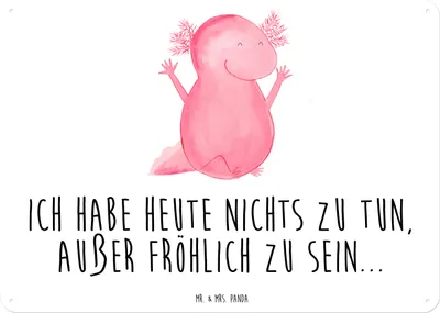 Produktbild von Mr. & Mrs. Panda Blechschild Axolotl Hurra DIN A3 - Weiß - Geschenk, Lurch, Spaß, Axolot, Wandbild, Schild, Motivation, wandtafel, Metallschild, tafel