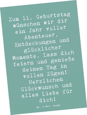 Produktbild von Mr. & Mrs. Panda Postkarte Spruch 11. Geburtstag Wunder - Meeresbrise - Geschenk, feiern, Motivkarte, Ansichtskarte, neuer Lebensabschnitt, Postkarten, glückliche Momente