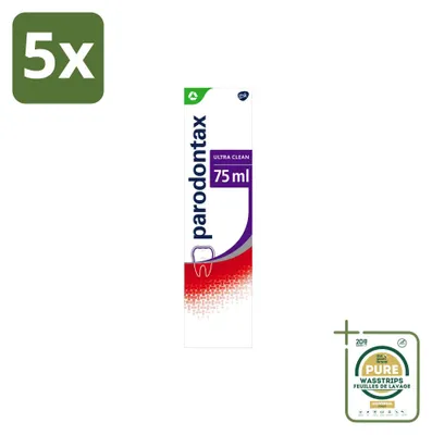 Obrázok produktu pre 5 x Zubná pasta Parodontax Ultra Clean, vhodná pri krvácaní ďasien - 75 ml - balenie s 5 kusmi