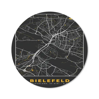 Produktbild von MuchoWow® Mauspad Mousepad Bielefeld - Karte - Stadtplan - Gold - Deutschland 20x20 cm - Mousepads - Maus Mat - Pad - Mausunterlage - Schreibtischmatte