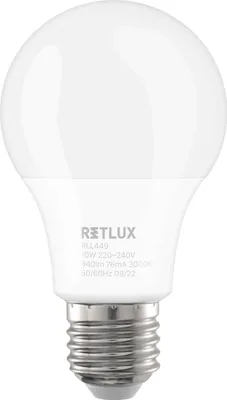 Obrázek produktu pro RETLUX RLL 449 LED žárovka stmívatelná ve 3 krocích běžným vypínačem, příkon: 10 W, patice E27, 3000K - teplá bílá, 806 lm, životnost více než 20000h