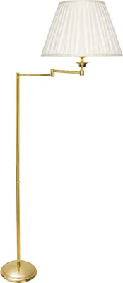 Produktbild von Stehlampe Echt-Messing Stoff E27 162 cm hoch in Messing poliert Weiß Klassisch