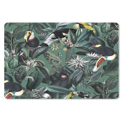 Produktbild von MuchoWow® Schreibtischunterlage Blumen - Vogel - Collage 60x40 cm - XXL Mauspad - Großes Mauspad