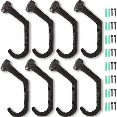Obrázok produktu pre Liatinové nástenné háčiky – sada 8 ks – 11 cm x 6 cm