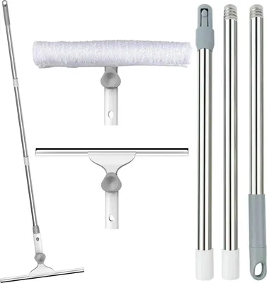 Image de Raclette à eau Raclette professionnelle en silicone pour vitres et sols avec brosse microfibre