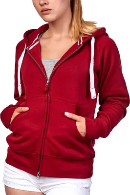 Produktbild von Mivaro Damen Sweatjacke mit Kapuze und Kängurutasche mit Reißverschlusstäschchen aus Baumwolle innen weich gefüttert Regular Fit Hoodie für Freizeit Arbeit und Alltag in vielen Farben
