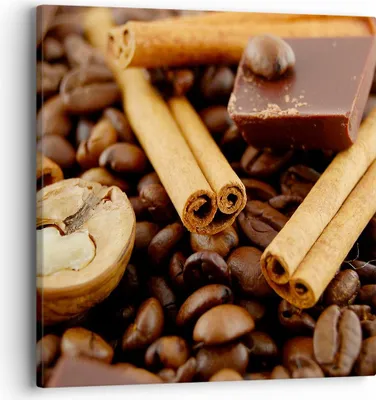 Produktbild von Bild auf Leinwand - Leinwandbild - Gerösteter Kaffee Aroma Schokolade - 40x40cm - Wand Bild - Wanddeko - Leinwanddruck - Bilder - Kunstdruck - Leinwand bilder - Wandkunst - AC40x40-0394