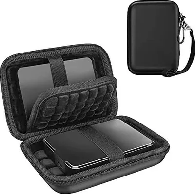 Produktbild von ProCase Doppelte Festplattentasche für 2 Externe 2,5" HDD, Externe Festplatte Tasche kompatibel mit Canvio Partner, Intenso Memory, WD My Passport/Elements, Seagate Portable Reisetasche -Schwarz