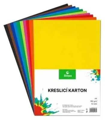 Výkres, A4, 180g, 10 listov, STEPA, mix farieb