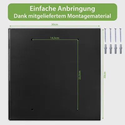 Produktbild von banjado Schlüsselkasten aus Metall, 30x30cm groß mit 32 Haken, als Magnettafel nutzbar, Korpus schwarz, Anschlag rechts, Gold Metallic [SKG1-0027]