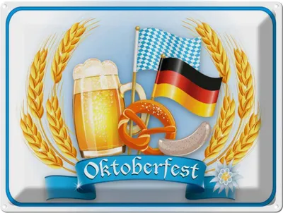 Produktbild von vianmo Blechschild 30x40 cm   Bier Brezel Wurst Feiern Party